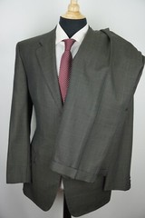 Ermenegildo Zegna Brown Nailhead Multicolor Windowpane Silk Blend 2 Pc Suit 44L