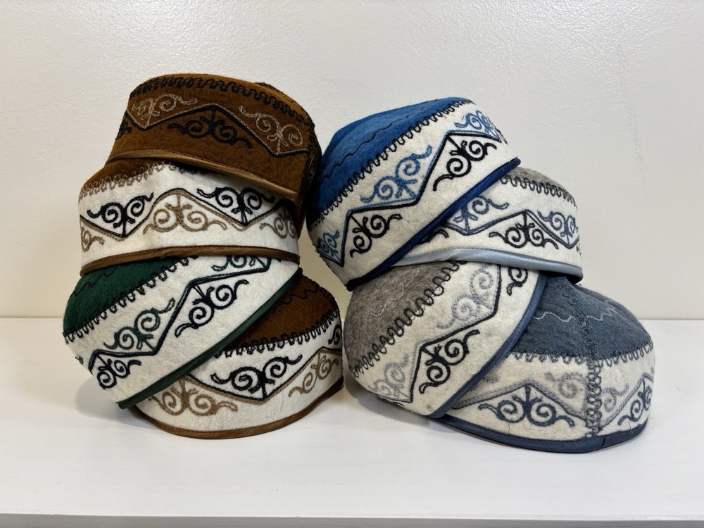 SALE — 70% OFF! Handmade Kazakh-Kyrgyz Traditional Felt Hat/Taqiyah/Skull Cap