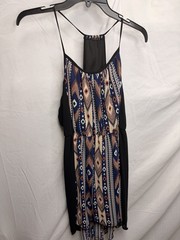 Maurices Short Maxi Dress M Navy Colorful Boho Tank Top Halter Summer Artsy