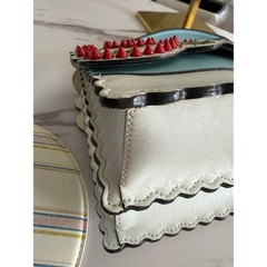 Fendi Kan I Scalloped Embroidered Leather Shoulder Bag White Multi-Color Studded