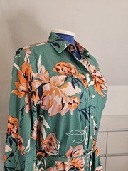 GANT jade green floral peony print shirt dress 14