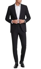 Dkny Mens Modern fit 2 Piece Suit 42 R Pants 35 / 32 Black Solid
