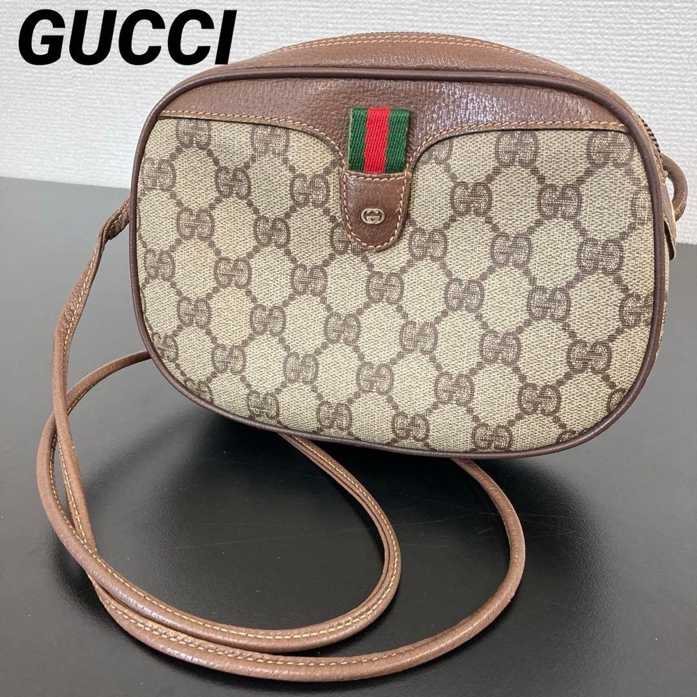 GUCCI GG Supreme Sherry line Shoulder Bag Women Auth 5.31 x 7.67 x 1.57inch