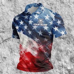 Custom Name America 250th Anniversary Polo 1776–2026, Patriotic American Flag