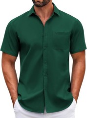 Mens Short Sleeve Casual Button Down Shirts Summer Untucked Dress Shirts