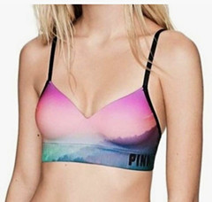 PINK Victoria’s Secret Cool & Comfy Wireless Lightly Lined Bralette M Gradient