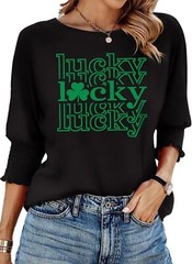 Women’s 3/4 Sleeve Crewneck T-Shirt Casual Loose Fit Soft Basic Blouse Top