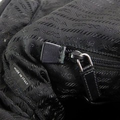 PRADA Triangle Logo Nylon Tessuto Vertical Shoulder Bag Nero Used