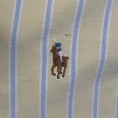 Ralph Lauren Mens Custom Fit Oxford Yellow Blue Stripe Flesh Pony XL Long Sleeve