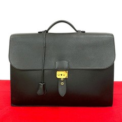 Hermes Sac a Depeches 41 Briefcase Business Bag Ardennes Leather Black 15.7in 99