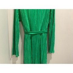 Glamorous Green Pleated Wrap Dress Long Sleeve Tie Waist Mini