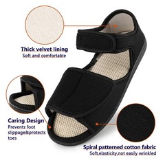 Mens Diabetic Sandals Casual Comfort Outdoor Adjustable Shoes for Swollen Feet