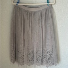 Elegant Lace Overlay Skirt – Gray Love Nation.