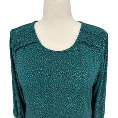 NEW Adrianna Papell Green Dot Peasant Blouse Bracelet Length Sleeves Women’s XL