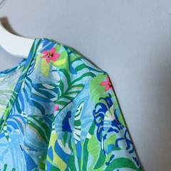 Lilly Pulitzer Dress Extra Large Blue Green Etta Short Sleeve Via Parigi Lions