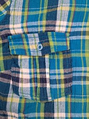 St Johns Bay Womens Blue Green Gauze Cotton Blouse Top Large LARGE L
