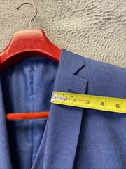 Bocaccio Uomo 50L 3 Piece Suit Blue Glenn Plaid Pants 44×39 2 Button /0647