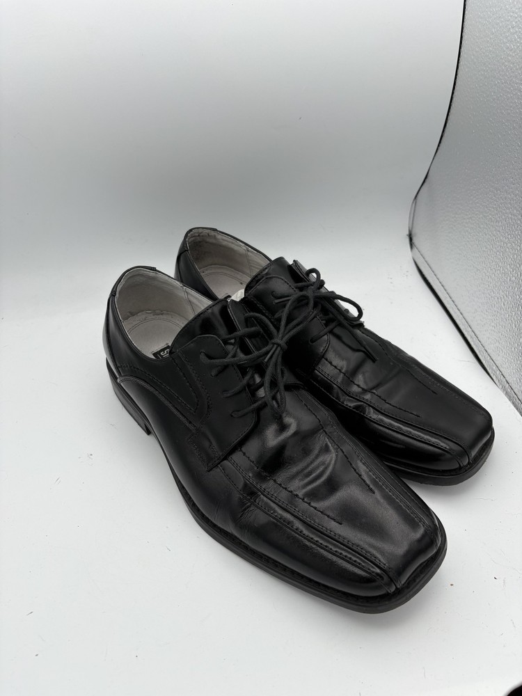 Stacy Adams Shoes Mens Size 10 Black Leather Square Toe Derby Dress Lined