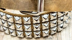 Three Row Pyramid Stud Belt Brown Leather Studded Belt Punk Goth By Funk Plus