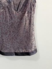 Daisy Fuentes Velvet Satin Lace Tee Top M Sheer Gray Y2K Festival Summer Party