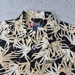 Chaps Ralph Lauren Shirt Mens M Black Short Sleeve Button Up Floral Cotton