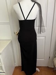 Black Maxi Zara Dress W/ Open Side Slit & Adjustable Side Slip Straps (size xs)
