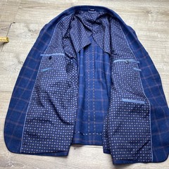 Crown & Ivy Sport Coat Mens 52R Blue Windowpane Check Blazer Professional