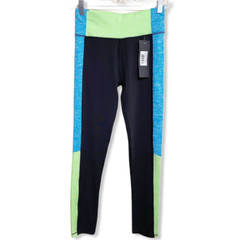 Yelete NWT Black Neon Green Blue Pull On Leggings Activewear Pants Women’s Sz Sm