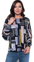 Frank Lyman Abstract Geo Asymmetrical Dolman Sleeve Tunic Art to Wear Boho 4