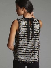 Anthropologie Maeve Black and White Polka Dot Blouse