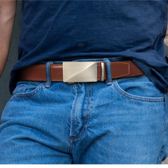 Ratchet Belts for Men 2 Pack, Mens Leather Belt Click Adjustable Black/Brown Top