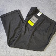Claiborne Mens 36×30 Dress Pants Charcoal Stretch Herringbone Pleated Cuffed NWT