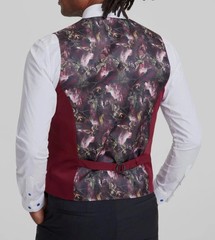 TAYION Mens Classic fit Double Breasted Suit Vest Size Large Red E091448
