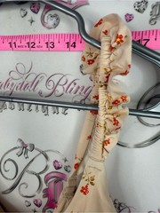 aerie bikini Beige Floral Bikini Top with Red-Orange Blossoms