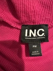 I.N.C. Hot pink Ribbed Stretch Knit Top With Gathered Puffy Shoulders Size S