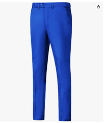 Men’s Suit Dress Pants Slim Fit LARGE Blue Groomsmen Wedding Pant Waist Flat