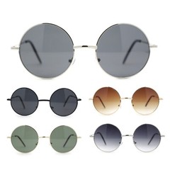 Iconic Hippie Musician 70s Round Circle Lens Metal Rim Sunglasses