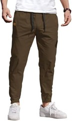 Coofandy Pants Cargo Solid Mens Casual Joggers Elastic Drawstring Chino Hiking