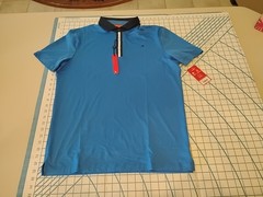 MENS SMALL ROYAL BLUE/BLUE WHITE COLLAR REDVANLY POLO SHIRT – NWT