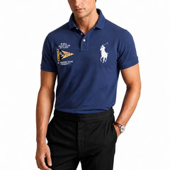 Polo Ralph Lauren Men’s Custom Fit Polo Shirt Size L Navy Blue Yacht Club