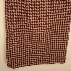 SIZE 10 VINTAGE A GIANNETTI WOOL SKIRT HOUNDSTOOTH BEIGE RED ACADEMIA