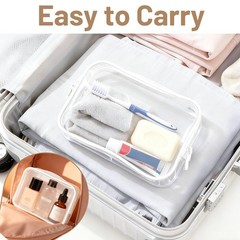 SLRVPVWO 4 Pcs Clear Toiletry Bag, Portable Makeup Cosmetic Bags Pouch White