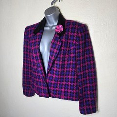 Koret Vintage 80s 90s Houndstooth Cropped Blazer