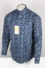 Wrangler Men’s George Strait Relaxed Button Down Long Sleeve Shirt Blue Paisley
