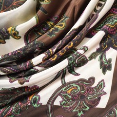 YOUR SMILE Silk Like Scarf Women’s Fashion Pattern 35”x35”, Brown Bandanna