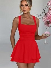 New Sexy Ladies Sleeveless Party Bodycon Mini Dress Ruched Swing Summer Dresses