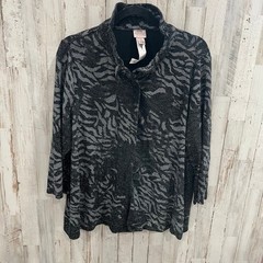 Easy wear by Chicos Black Shimmer Button Front Top 3/4 Sleeve Loose Fit Size 2/L