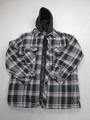 Jesse Pinkman Flannel Shirt Jacket Mens M Black Gray Hooded Quilted Lined