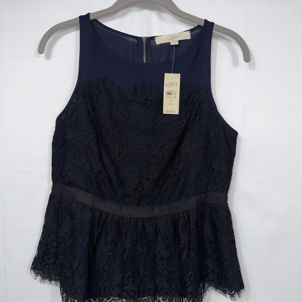 Ann Taylor LOFT Petites Lace Peplum Top NWT Size 2P