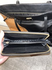 Victoria’s Secret Black Brown Colorblock Large Tote Set w Wallet and Card Holder